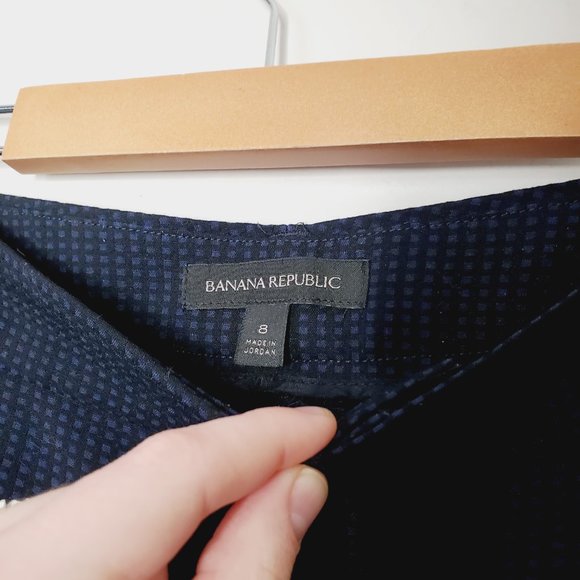 Banana Republic Pants Straight Drape High Rise Tapered Dotted Black Navy 8 - Picture 10 of 14